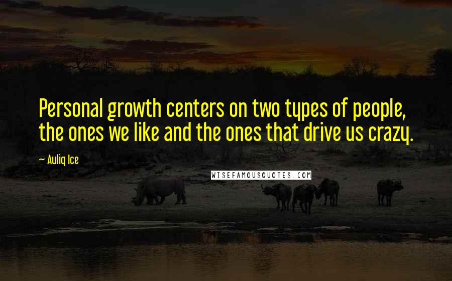 Auliq Ice Quotes: Personal growth centers on two types of people, the ones we like and the ones that drive us crazy.