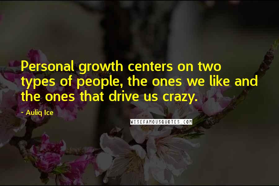 Auliq Ice Quotes: Personal growth centers on two types of people, the ones we like and the ones that drive us crazy.