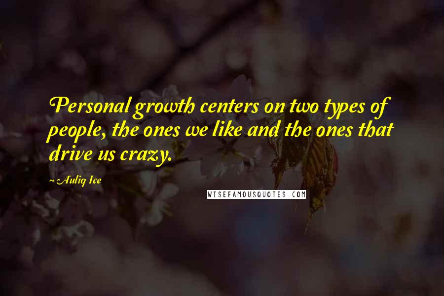 Auliq Ice Quotes: Personal growth centers on two types of people, the ones we like and the ones that drive us crazy.