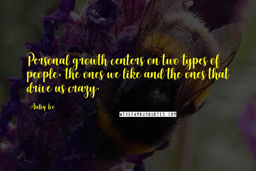 Auliq Ice Quotes: Personal growth centers on two types of people, the ones we like and the ones that drive us crazy.