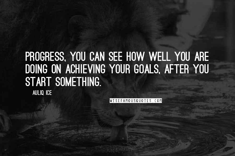 Auliq Ice Quotes: Progress, You can see how well you are doing on achieving your goals, after you start something.