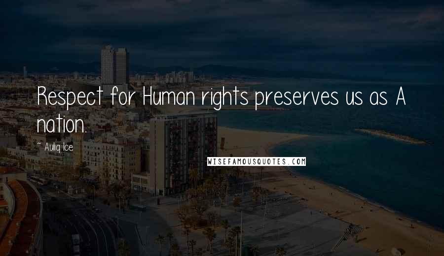 Auliq Ice Quotes: Respect for Human rights preserves us as A nation.