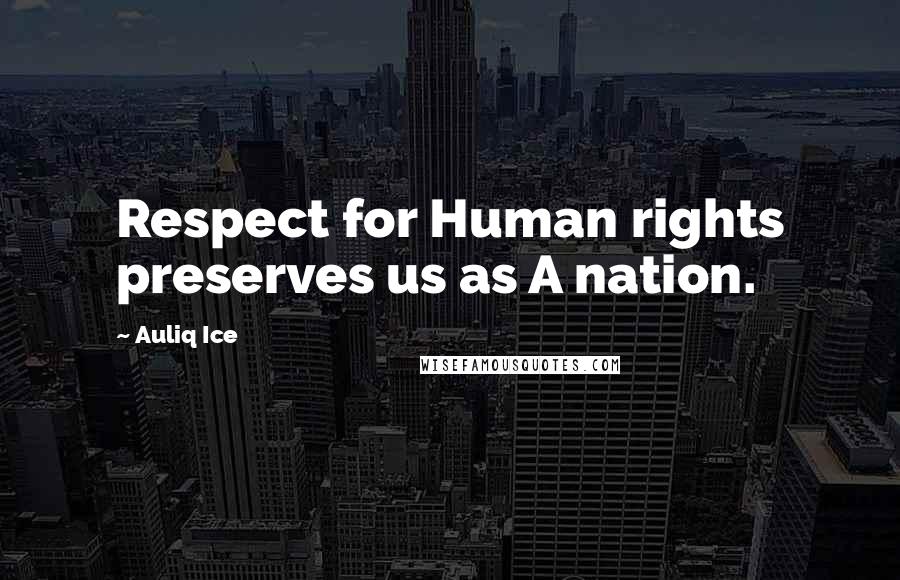 Auliq Ice Quotes: Respect for Human rights preserves us as A nation.