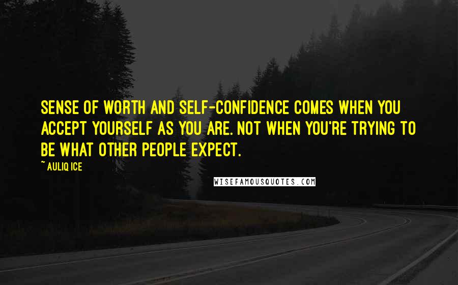 Auliq Ice Quotes: Sense of worth and self-confidence comes when you accept yourself as you are. not when you're trying to be what other people expect.