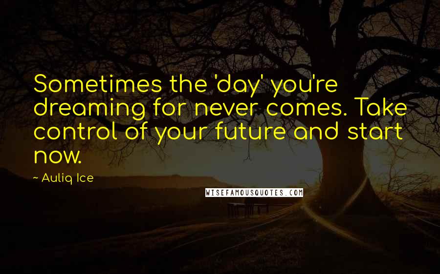 Auliq Ice Quotes: Sometimes the 'day' you're dreaming for never comes. Take control of your future and start now.