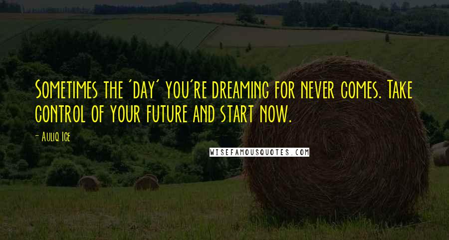 Auliq Ice Quotes: Sometimes the 'day' you're dreaming for never comes. Take control of your future and start now.