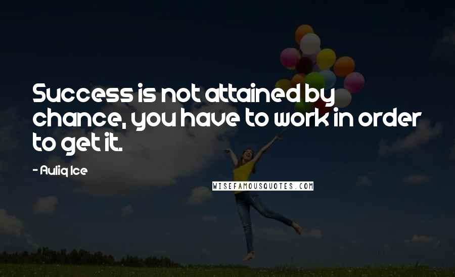 Auliq Ice Quotes: Success is not attained by chance, you have to work in order to get it.