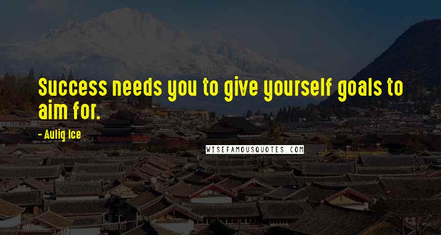 Auliq Ice Quotes: Success needs you to give yourself goals to aim for.