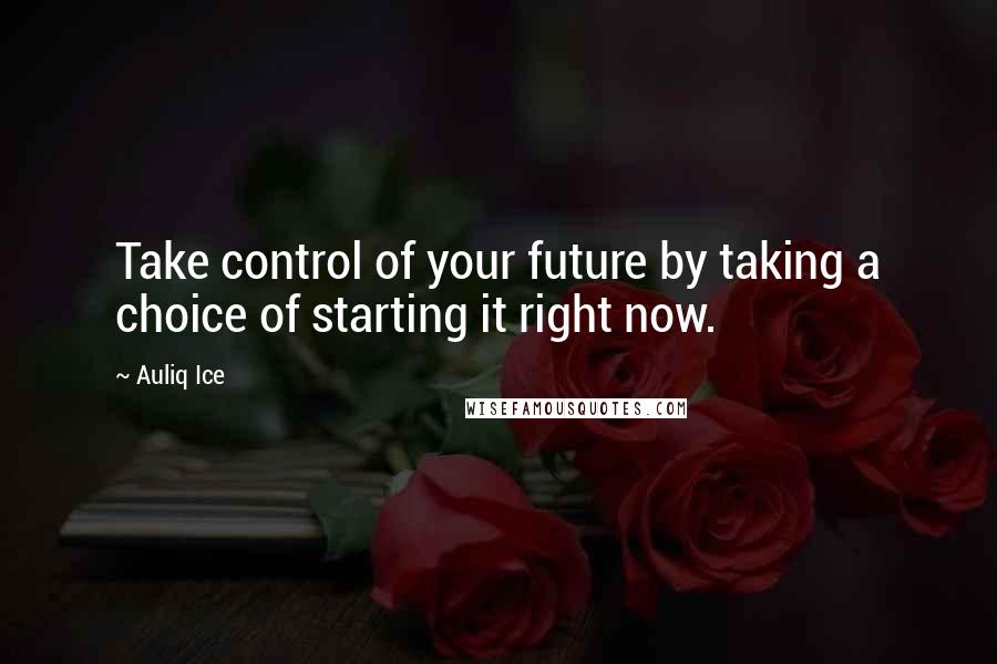 Auliq Ice Quotes: Take control of your future by taking a choice of starting it right now.