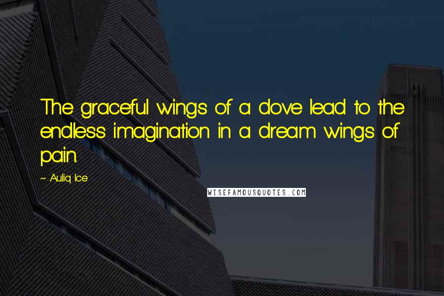 Auliq Ice Quotes: The graceful wings of a dove lead to the endless imagination in a dream wings of pain.