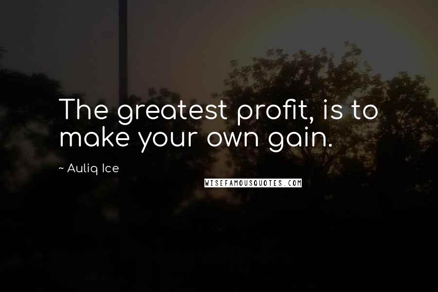 Auliq Ice Quotes: The greatest profit, is to make your own gain.