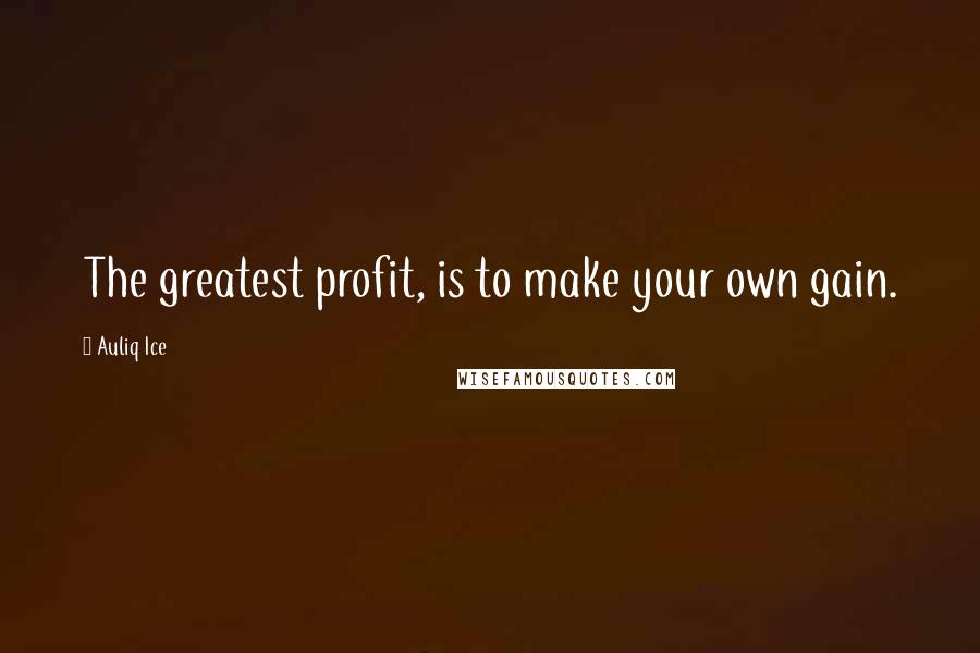 Auliq Ice Quotes: The greatest profit, is to make your own gain.