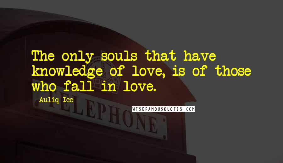 Auliq Ice Quotes: The only souls that have knowledge of love, is of those who fall in love.