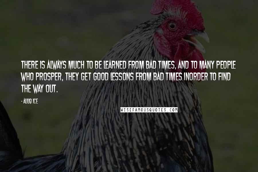 Auliq Ice Quotes: There is always much to be learned from bad times, and to many people who prosper, they get good lessons from bad times inorder to find the way out.