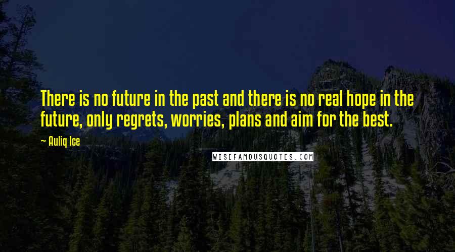 Auliq Ice Quotes: There is no future in the past and there is no real hope in the future, only regrets, worries, plans and aim for the best.