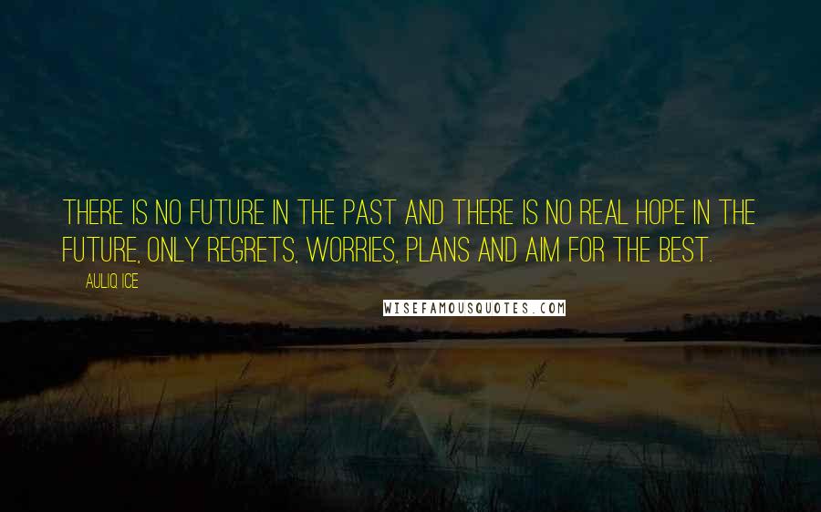 Auliq Ice Quotes: There is no future in the past and there is no real hope in the future, only regrets, worries, plans and aim for the best.
