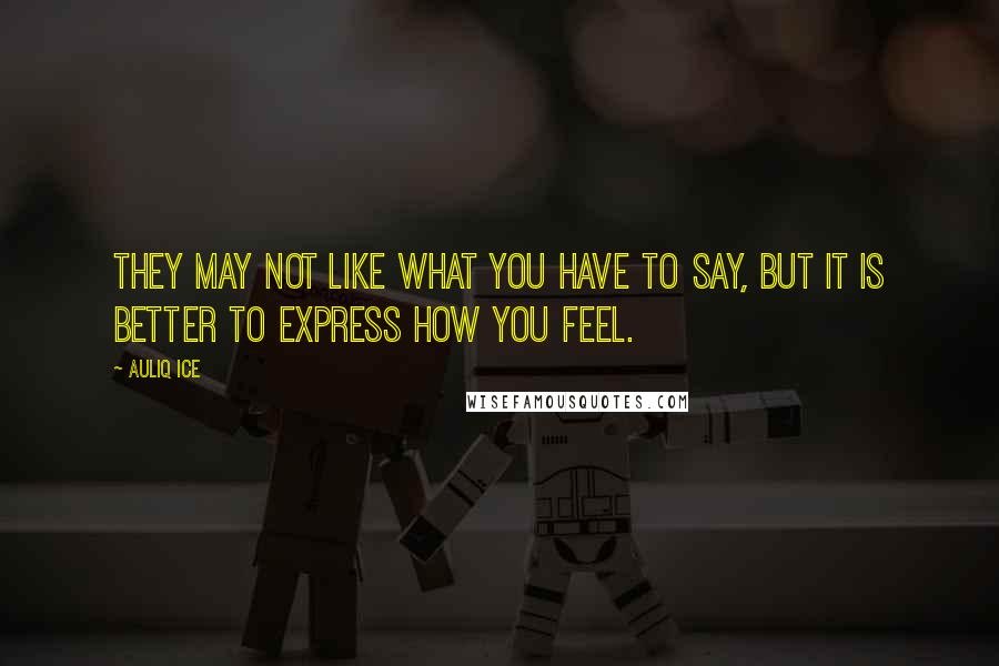 Auliq Ice Quotes: They may not like what you have to say, but it is better to express how you feel.