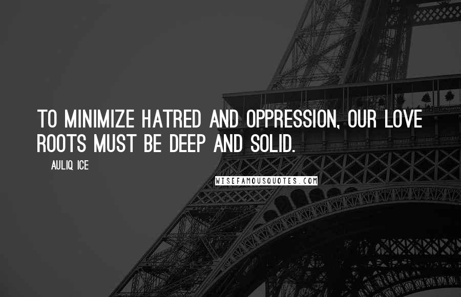 Auliq Ice Quotes: To minimize hatred and oppression, our love roots must be deep and solid.