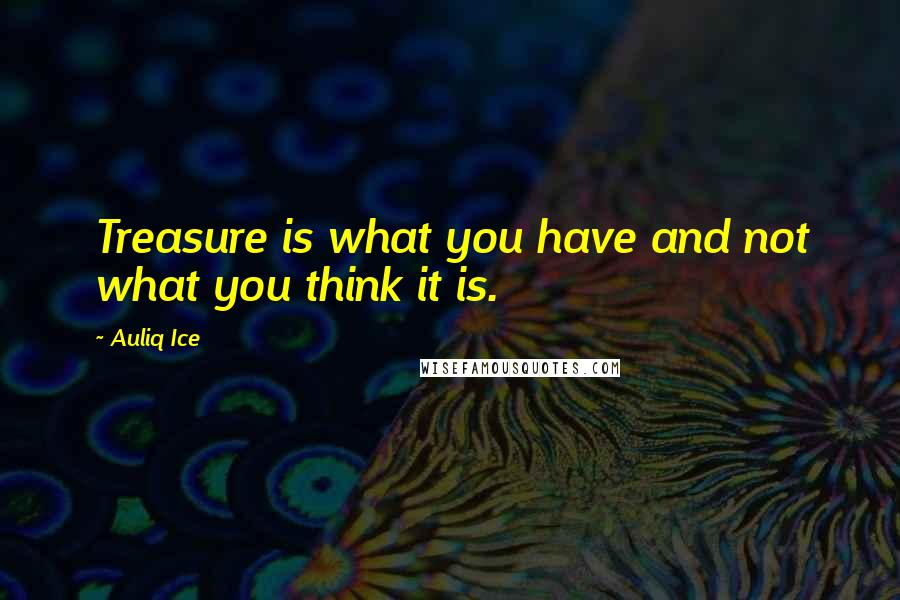 Auliq Ice Quotes: Treasure is what you have and not what you think it is.