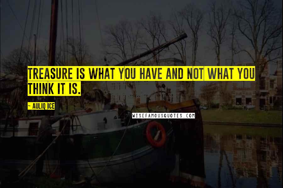 Auliq Ice Quotes: Treasure is what you have and not what you think it is.