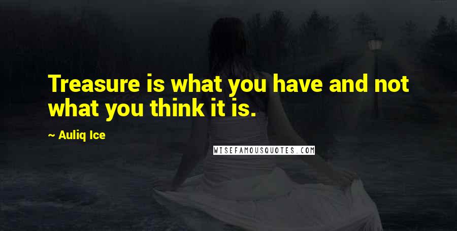 Auliq Ice Quotes: Treasure is what you have and not what you think it is.