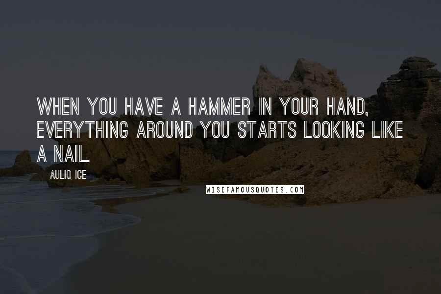 Auliq Ice Quotes: When you have a hammer in your hand, everything around you starts looking like a nail.