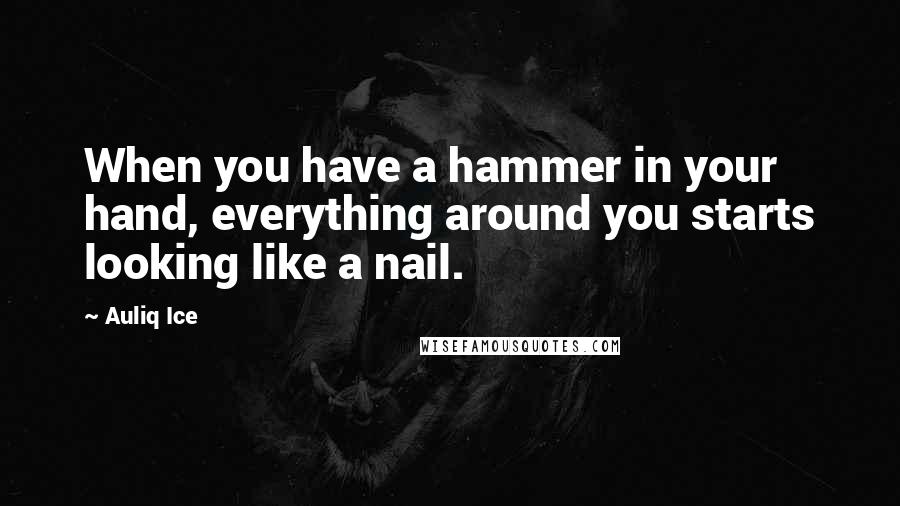 Auliq Ice Quotes: When you have a hammer in your hand, everything around you starts looking like a nail.