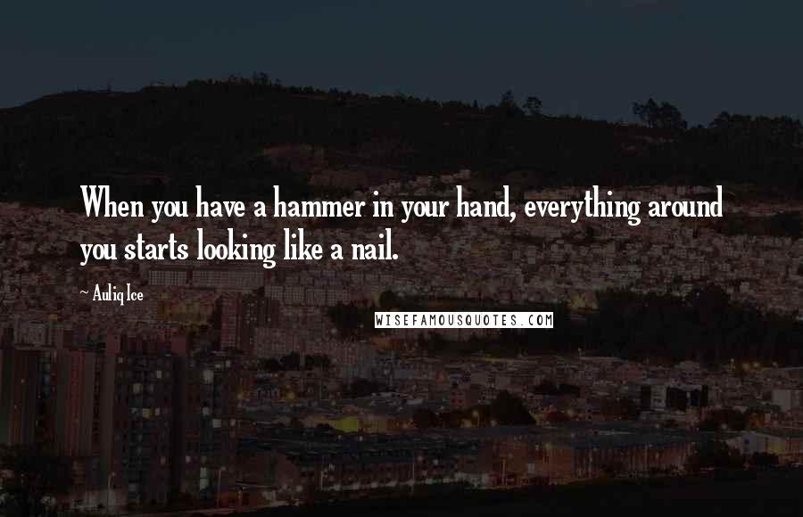 Auliq Ice Quotes: When you have a hammer in your hand, everything around you starts looking like a nail.