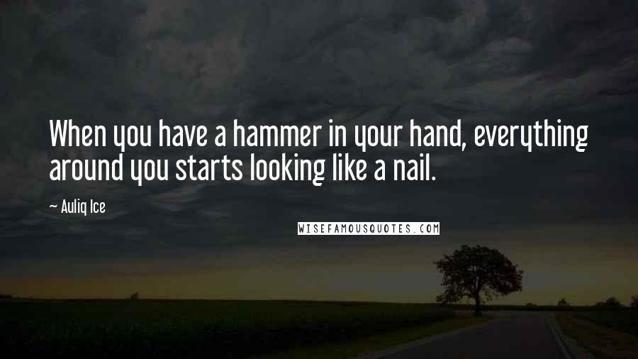 Auliq Ice Quotes: When you have a hammer in your hand, everything around you starts looking like a nail.