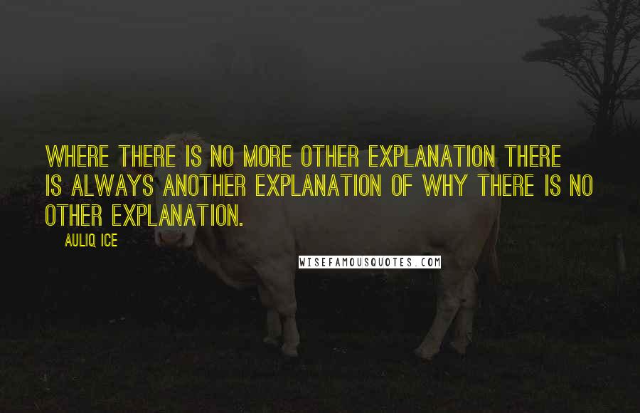 Auliq Ice Quotes: Where there is no more other explanation there is always another explanation of why there is no other explanation.