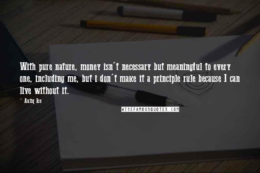 Auliq Ice Quotes: With pure nature, money isn't necessary but meaningful to every one, including me, but i don't make it a principle rule because I can live without it.