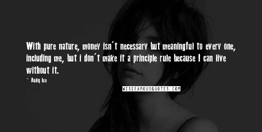 Auliq Ice Quotes: With pure nature, money isn't necessary but meaningful to every one, including me, but i don't make it a principle rule because I can live without it.