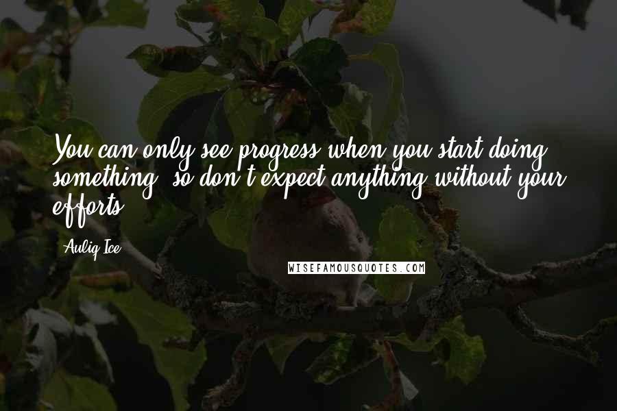 Auliq Ice Quotes: You can only see progress when you start doing something, so don't expect anything without your efforts.