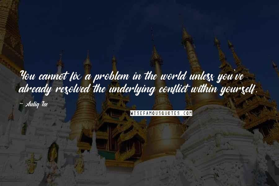 Auliq Ice Quotes: You cannot fix a problem in the world unless you've already resolved the underlying conflict within yourself.