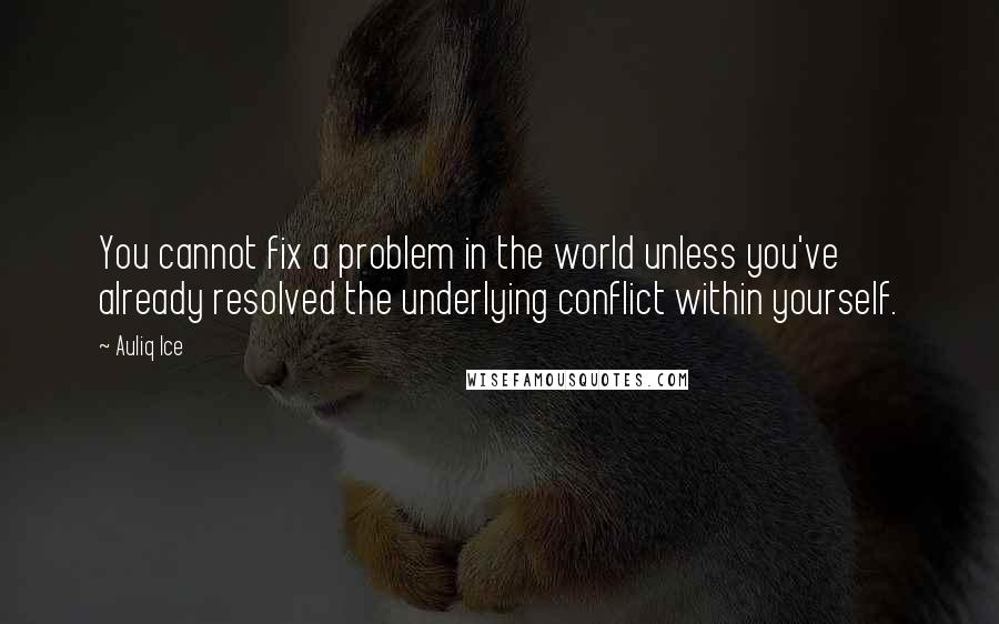 Auliq Ice Quotes: You cannot fix a problem in the world unless you've already resolved the underlying conflict within yourself.