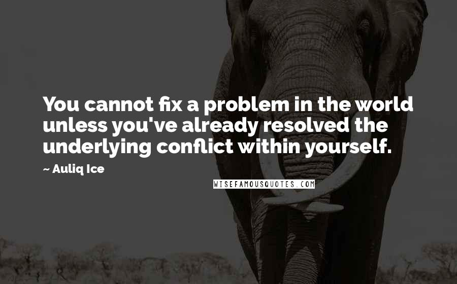 Auliq Ice Quotes: You cannot fix a problem in the world unless you've already resolved the underlying conflict within yourself.