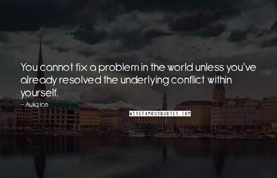 Auliq Ice Quotes: You cannot fix a problem in the world unless you've already resolved the underlying conflict within yourself.