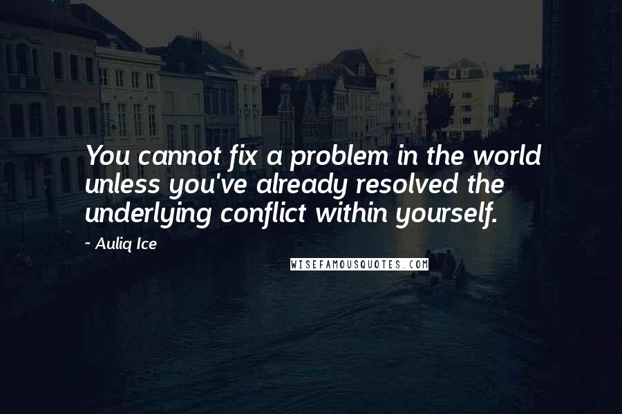 Auliq Ice Quotes: You cannot fix a problem in the world unless you've already resolved the underlying conflict within yourself.