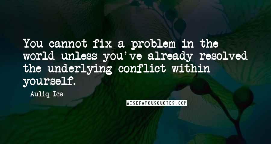 Auliq Ice Quotes: You cannot fix a problem in the world unless you've already resolved the underlying conflict within yourself.