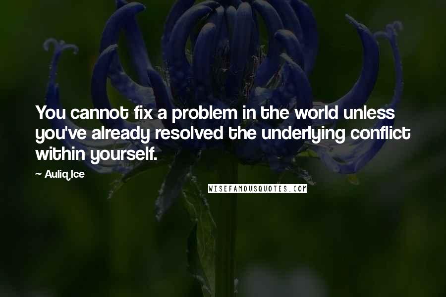 Auliq Ice Quotes: You cannot fix a problem in the world unless you've already resolved the underlying conflict within yourself.