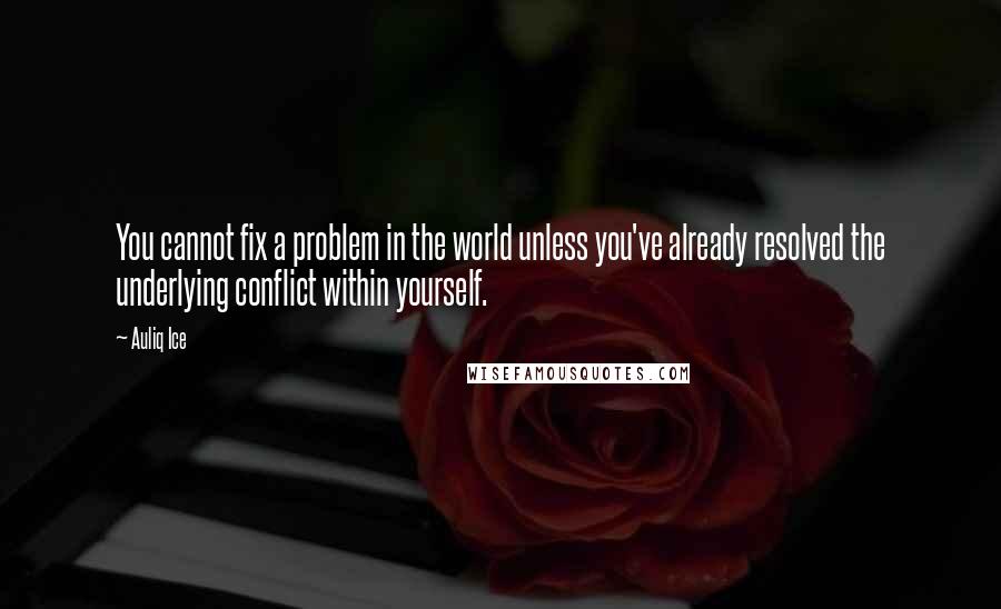 Auliq Ice Quotes: You cannot fix a problem in the world unless you've already resolved the underlying conflict within yourself.