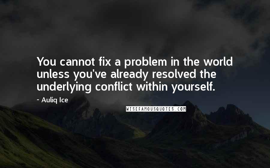 Auliq Ice Quotes: You cannot fix a problem in the world unless you've already resolved the underlying conflict within yourself.