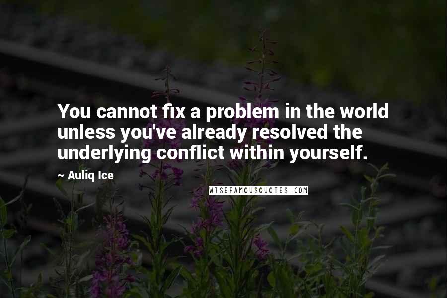 Auliq Ice Quotes: You cannot fix a problem in the world unless you've already resolved the underlying conflict within yourself.