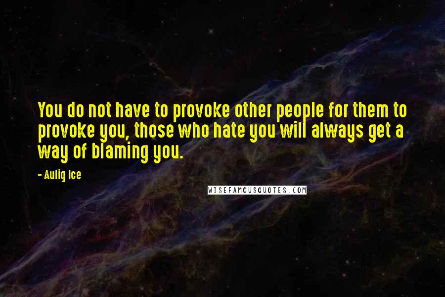 Auliq Ice Quotes: You do not have to provoke other people for them to provoke you, those who hate you will always get a way of blaming you.