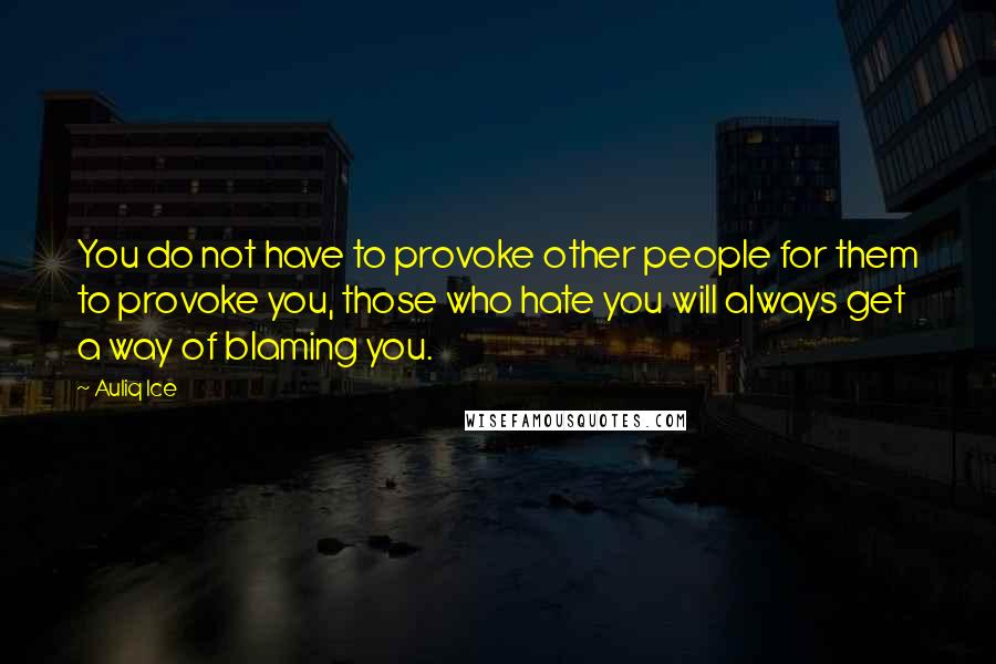 Auliq Ice Quotes: You do not have to provoke other people for them to provoke you, those who hate you will always get a way of blaming you.