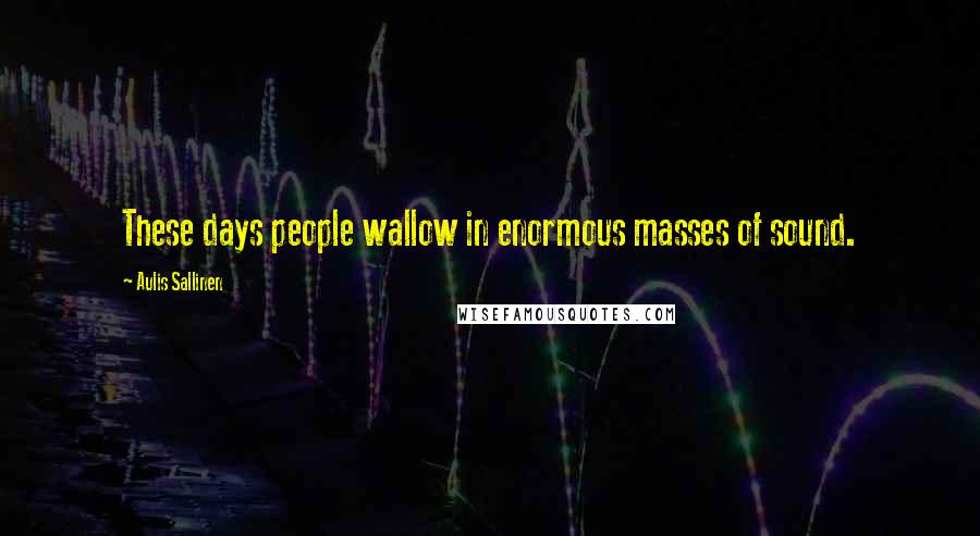Aulis Sallinen Quotes: These days people wallow in enormous masses of sound.