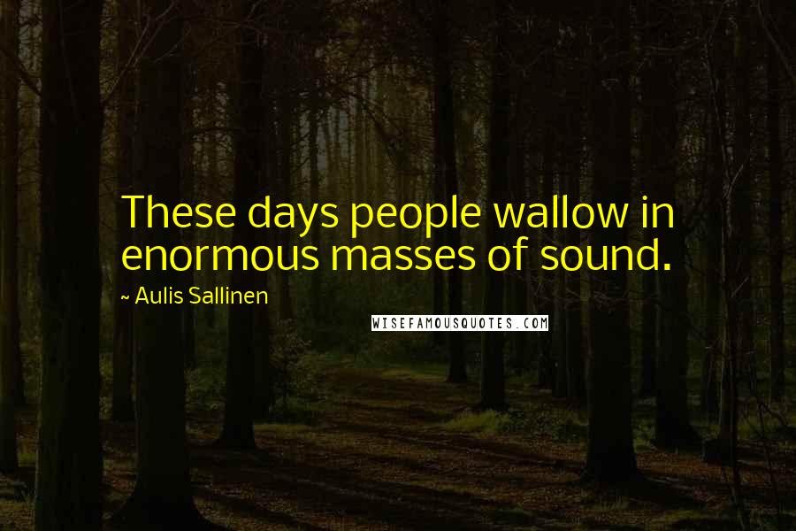 Aulis Sallinen Quotes: These days people wallow in enormous masses of sound.