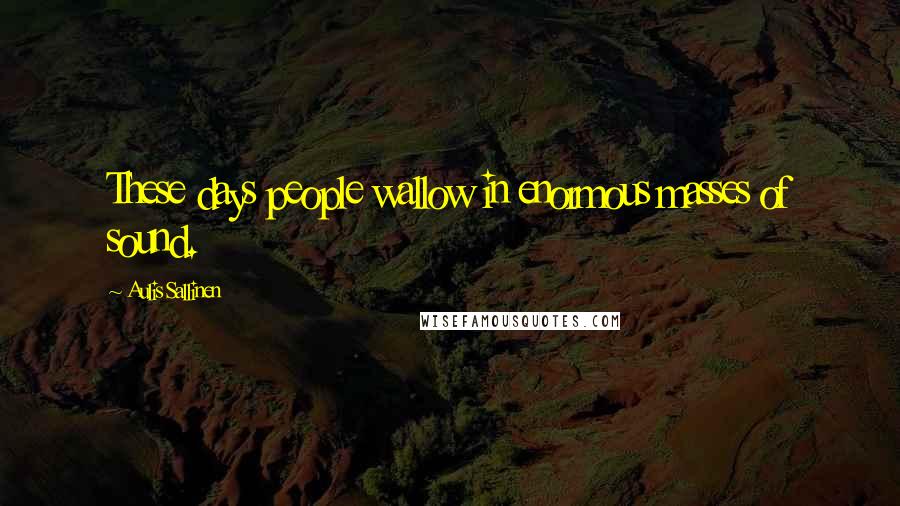 Aulis Sallinen Quotes: These days people wallow in enormous masses of sound.