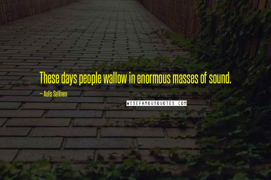 Aulis Sallinen Quotes: These days people wallow in enormous masses of sound.