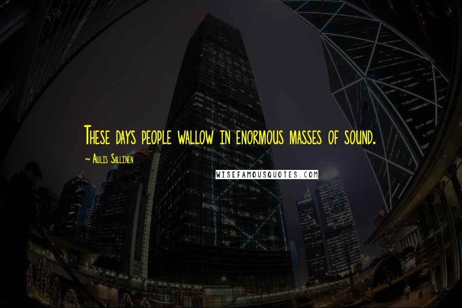 Aulis Sallinen Quotes: These days people wallow in enormous masses of sound.